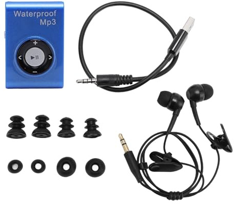 SIXRUN Lettore MP3 IPX8 Cuffie Subacquee Cuffie per Nuoto Cuffie da Sub con Memoria da 8GB Lossless per Nuoto Sub Surf Corsa (BLUE)