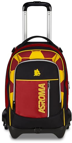 Seven Trolley School Jack 3 Wheels Roma, Black, 33 L, Discomposable, Cross-Over System, 3 in 1, Use Backpack, Front Pocket, Elementary and Middle School, Child, Boy, Football, Official Product