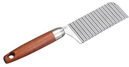 Milisten Couteau Ondulé Inoxydable 430 en Acier Inox pour Trancheuse à Frites, Coupe-légumes et Pommes de Terre, Lame Épaisse et Dentelée pour Découpe Professionnelle Cuisine, Outil