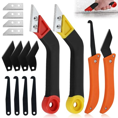 16 Pcs Pro Grout Removal Tool,Grout Scraping Rake Tool,Angled Hand Saw