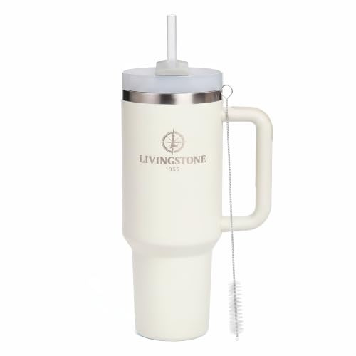 Livingstone1855 Vaso térmico 1.2L, Mantiene 24h Frío / 12h Calor, Termo Acero Inoxidable 304 con Asa y Pajita, Taza térmica grande Reutilizable, Sin BPA, Ideal Gimnasio, Oficina y Viaje