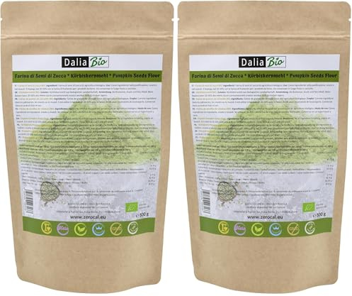 Dalia - Harina de Semilla de Calabaza Orgánica 500g | Semillas de Calabaza Molidas | Bajo en Carbohidratos, Rica en Omega 3 y Fibra | Vegano y sin gluten (Paquete de 2)
