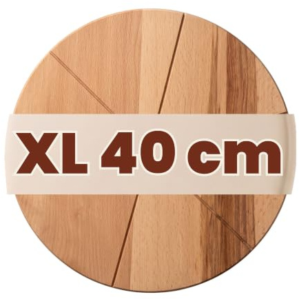 Ottido Pizzateller Holz XL mit Griffmulden aus leichtes Buchenholz 40 cm | 40 cm, Schneidrillen, Erleichtert das Schneiden, Leicht zu reinigen, Hitzebeständig, Für Pizza Snacks und Käse