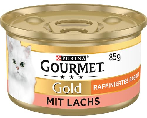 Purina GOURMET Gold Raffiniertes Ragout, köstliches Katzennassfutter, fein geschnetzelte Stückchen, Katzenfutter nass, 12er Pack (12 x 85 g Dose)