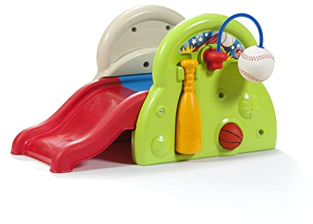 Step2 Sports-Tastic Activity Center Spielgerät mit Rutsche und vielen Spielmöglichkeiten | Kinderrutsche, Basketballkorb, Baseball & Schläger aus Kunststoff