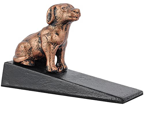 Earl Diamond Robuster Türstopper aus Gusseisen, niedlicher Hund, dekorativ, niedliche Tierstatue, Metall-Türstopper, Keil, mit rutschfester Matte für Zuhause, Büro, Gewerbe