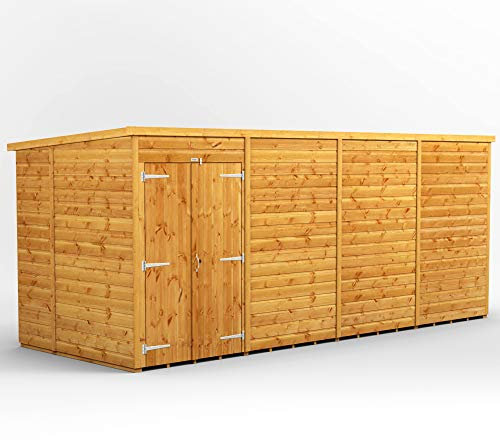 POWER High Grade Premium Pent Wooden Shed with Security Features, Door Flexibility, made from 12mm Extra Thick Timber, for all Storage & Outdoor Needs (Windowless)