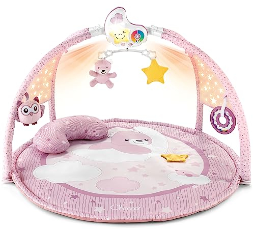 Chicco Palestrina dei Colori Rosa 3in1, Palestrina Neonato Multifunzione Elettronica con Tappeto Neonato, Proiettore Stelle, Luce Notturna Removibile e Melodie Rilassanti, Giochi Neonato 0+ Mesi