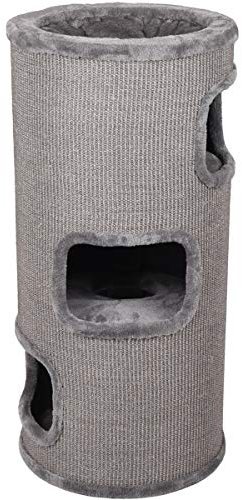 kratztonne für Katzen – Flamingo Enes M – 90 cm – Ø 42 cm – Sisal & Plüsch – 3 Etagen