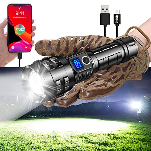 Worlds Brightest Flashlight 200000 lumens OLED Charging Display AIFIRE Best Rechargeable LED Spotlight USB-C Power Bank Holster