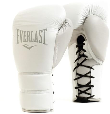 Everlast Unisex - Erwachsene Boxhandschuhe Powerlock 2 Pro Lace Trainingshandschuh, Weiß, 12oz
