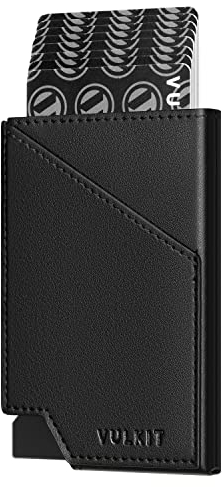 VULKIT Pop-up-Kartenetui mit RFID-Blockierung, schlankes Aluminium-Metall-Bankkartenetui mit Business-Geldfach für Kreditkarten, Banknoten und Münzen