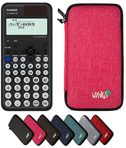 Casio fx-85DE CW ClassWiz inkl. WYNGS Schutztasche Pink - Wissenschaftlicher Taschenrechner - Basic Set