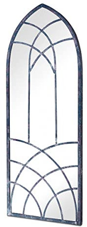 Large Metal Rustic Arched Shaped Window Garden Outdoor Antique Black mirror121 X 45cm