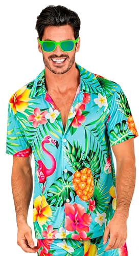 W WIDMANN MILANO Party Fashion - Camicia Estiva da Uomo, Maniche Corte, Camicia Hawaiana per Carnevale, Festival, Vacanze