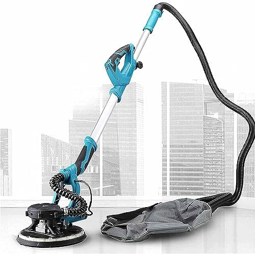 PixCy Ponceuse 1800w,Ponceuse Murale,1000-2100rpm Vitesses Ajustables Ponceuse Platre,Amovible avec Disque De Ponçage, Manche Télescopique,avec Lumière LED,100PCSsandpaper