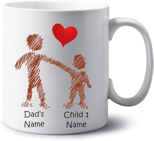 Personalised Family Gifts Jumbo 20oz Mug Family Portrait Extra Large Tea Coffee Mug Birthday Christmas Fathers Day Gift Dad Daddy Grandad Gift Mug (Dad with 1 Kid)