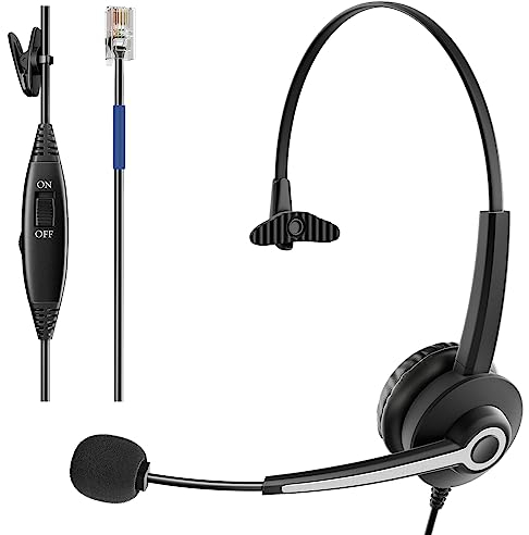 Wantek Headset mit Mikrofon 681N Single Ear Heaphone mit Noise Cancelling Mic Für Festnetztelefone Plantronix Verstärker und Ciscco IP Telefone