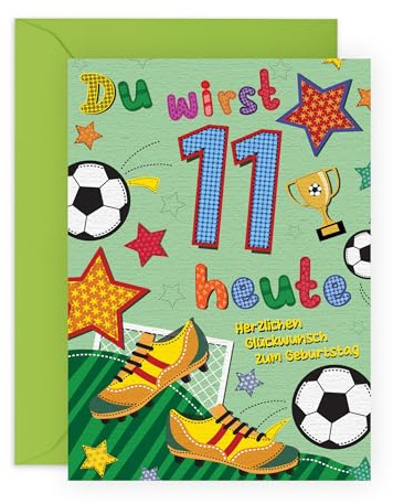Central 23 Geburtstagskarte Fussball für Jungen – DU WIRST HEUTE 11 – Geschenk zum 11. Geburtstag – Geburtstagskarten für Kinder – 11 Jahre alt
