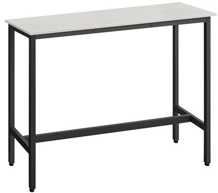 VASAGLE Bar Rettangolare Stretto, Cucina, Tavolo da Pranzo, Telaio in Metallo, 40 x 120 x 90 cm, Facile da Montare, Design Industriale, Bianco Vintage e Nero Inchiostro LBT120B73, White, 120x40x90cm