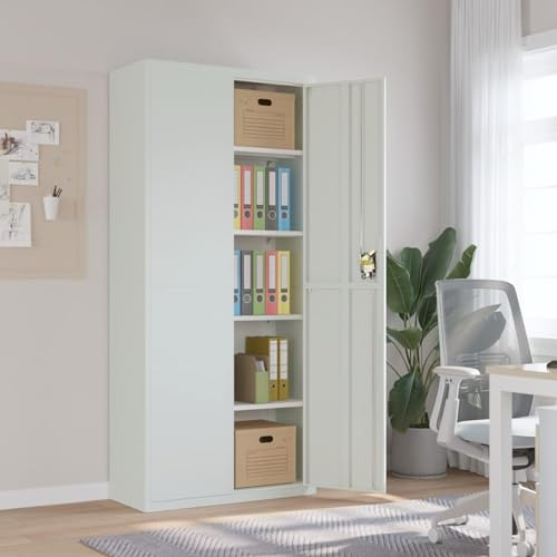 CIADAZ Aktenschrank Hellgrau 90x40x200 cm Stahl, Metallschrank, Werkstattschrank, Werkzeugschrank, Büroschrank, Lagerschrank, Garagenschrank, Stahlschrank