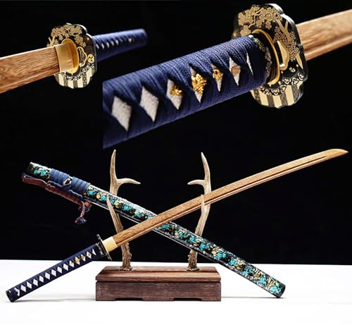 (105 cm) Espada Madera Hecha a Mano,con Vaina Espada de Guerrero Bokken,Hoja de Madera Espada Katana samurái Japonesa,para Accesorios Cosplay de Anime Colección Iaido Favor Fiesta de Entrenamiento