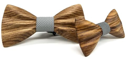 HZQIFEI Set di papillon padre-figlio, 2 pezzi, papillon in legno, da uomo, bambino, regolabile, per feste, matrimoni, cerimonie, Stile#05, Ensemble de 2 pièces
