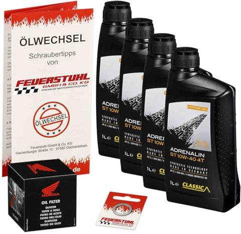 Öl & Ölfilter für Honda VFR 750 F, 1990-1997 (RC36), Ölwechsel Set, Classic 10W-40 Motoröl + ORIGINAL Filter + Dichtring(e)