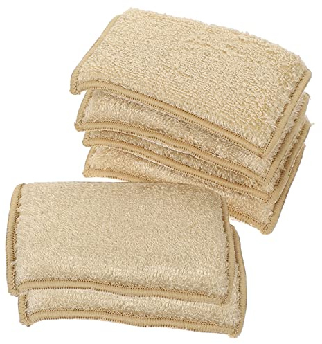 6pcs Khaki Bamboo Fiber Sponge Dish Cleaner for Kitchen Use | Multi-purpose Cleaning, Serviceable for Tools and Cookware Washing, Compact Shape for Daily Tasks