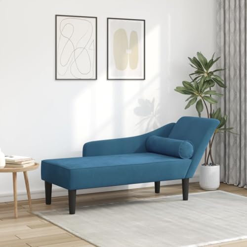 Xichuzi Chaiselongue mit Kissen Blau Samt, Relaxliege Wohnzimmer, Relaxsessel, Lesesessel, Ruhesessel, Bettsofa - 4007587