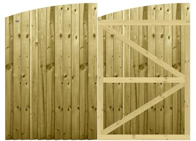 Premier Garden Supplies Made to Measure Feather Edge Fully Framed Arch Top Driveway Gates Made for Measurements Height 5ft - 6ft (150-180cm) x Width: 213cm - 244cm