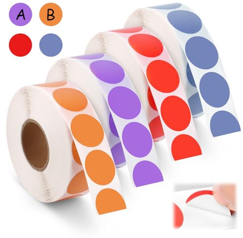 LOBVABA 4000 Stück Bunt Klebepunkte 20mm, Punktaufkleber, Sticker zum Markieren, Sortieren, Warnen