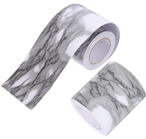 HOUDERCO 2 Rollen Sockelleiste Klebrig Rand Arbeitsplatten Trimmen Formen Tür Linoleum Aufkleber Ziegel Streifenbildung Kanten Ecke Pole Zubehör Auto Fliesen Trimmt Planke Weiß Pvc
