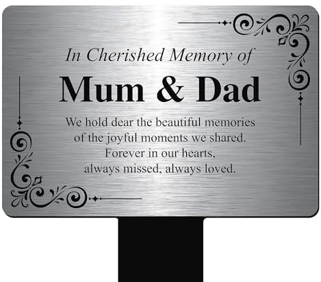 Custom Memorial Plaque – Personalised Bereavement Gifts, Gardens Ground Stakes & Grave Ornaments in Durable Acrylic, Waterproof & Hard-Wearing (Brushed Aluminium)