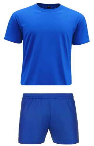 Pardofelis - Set completo di abbigliamento da calcio per ragazzi, maglia da calcio per bambini, maglietta, pantaloncini, calzini e parastinchi, rosso/blu, 30