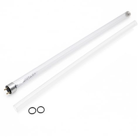 VIALIA UVC Ersatzlampe 55W Komplett-Set, inkl. Quarzglasröhre & O-Ringe | Kompatibel mit TMC ProClear 55 & ProPond 110, 10.000h Lebensdauer, Für klares Teichwasser & gegen Algen