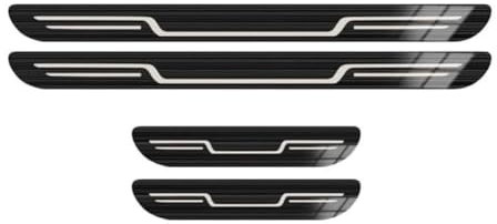HRTYUWDGK 4Pcs Plinthes Plaques Protection Seuil Porte pour Audi A3 2012-2020, Voiture Bandes Seuil Acier Inoxydable Portière Pédales Protecteur Accessoires,A/Black Titanium Brushed