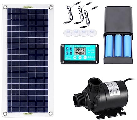 Fontaine solaire pour l'extérieur 50W pompe à eau solaire sans brosse panneau solaire Kit de piscine d'eau de poisson 12V décoration de jardin piscine alimenté fontaine étang Pum Aquarium(With 10A con