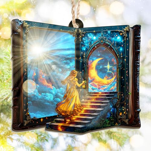 Blue Dragon Suncatcher Ornament with Moon & Stars – Gothic Dragon Decor Gift for Mythical Lovers