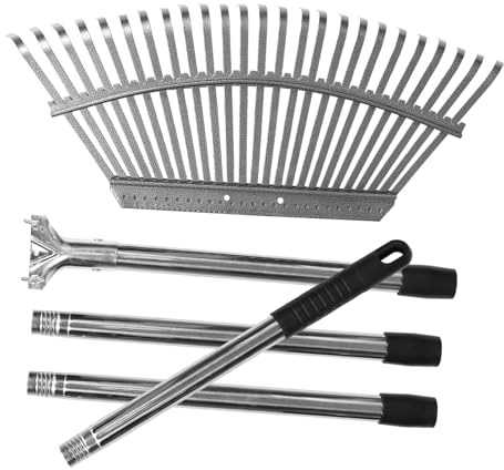 KONTONTY Rastrillo De Jardín De Metal Pequeño y Resistente Rastrillo para Jardinería para Césped y Jardinería con Mango De Acero Dientes