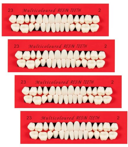 4 set Denti Finti in Resina Acrilica, 112 Pezzi Kit di riparazione dentale temporanea Denti Finti in Resina Acrilica, Dente Provvisorio Kit di Riparazione per Halloween Cosplay, 23 A2