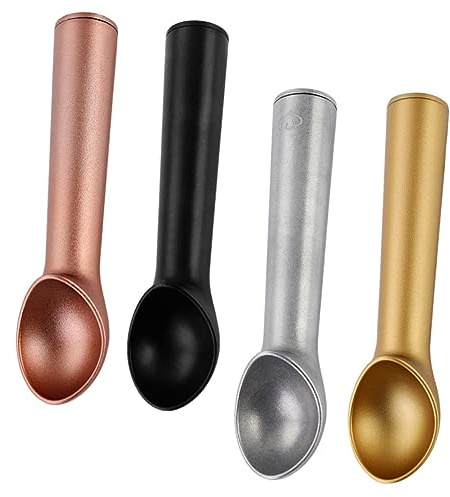 INOOMP 4 Piezas Cucharas de Aluminio para Helado y Frutas con Diseño Antiadherente para Porcionar Helados Hacer Bolas de Melón y Triturar Patatas Cocina y Profesional