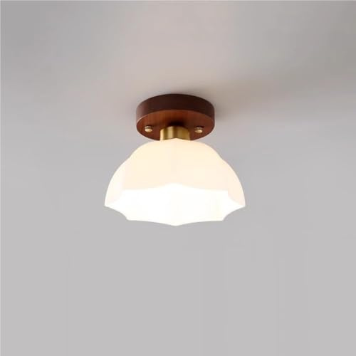 HTERWQEA Lampada da soffitto semi-incassata in legno e vetro, piccola lampada da soffitto in stile moderno, lampada a sospensione a basso profilo for camera da letto, corridoio,