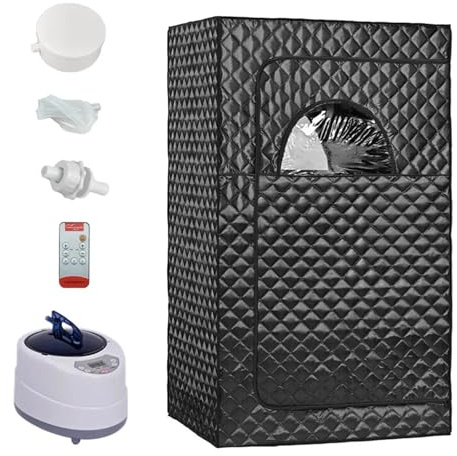 Bärbar Bastuånga For Helkropp Bastutält Ångrum Med 2L Ånggenerator Fjärrkontroll Effektiv Uppvärmning(Black Set)