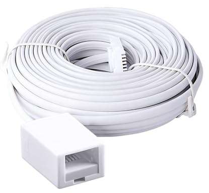BT Telephone Extension Cable 15M,BT Male to Female Extension Cable 6P4C Straight Through Telephone,4 wire Flat Phone Cables for Landline,RJ11 Phone Cable for Home&Office Landlines,Routers,Fax Modems