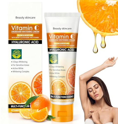 HOUSN Creme Eclaircissante, Crème Blanchissante pour Aisselles, Coudes, Genoux - Creme Decolorante Corps pour Éclaircissement, Hydratation, Légère et Portable, Vitamine C