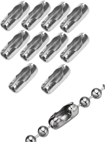 10PCS Roller Blind Chain Connectors - Blind Cord Connector Clips - Metal Beaded Chain Repair Fittings for Roller Blinds & Vertical Blinds (Silver)