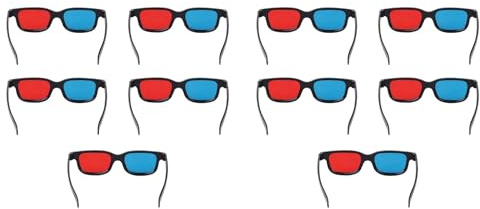 Aboiled 10Pcs Black Frame Red Blue 3D Glasses 3D Dimensional Home Theater Glasses for Dimensional Anaglyph Movie TV Game Video