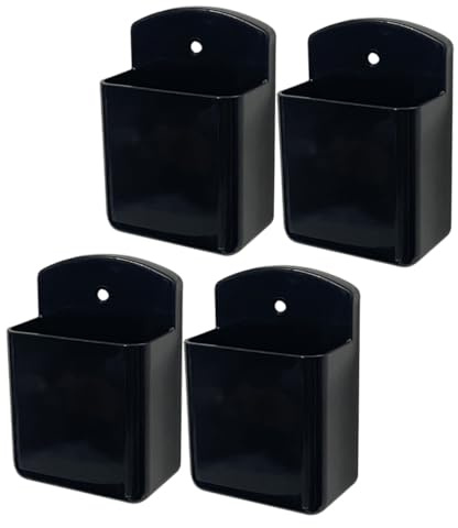 MOLUCKFU Support Mural Adhésif pour Télécommande en Plastique Noir, Lot de 4 Pièces, Organisateur de Rangement Mural Polyvalent sans Perçage, pour Salon et Bureau, Support Réutilisable
