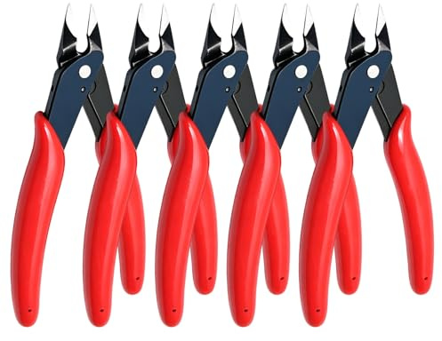 Werownsgso 5PCS Micro Wire Cutter Snips Flush Cut Pliers Spring-Loaded Side Cutting Cutters Small Cutting Tools Suitable for Jewelry Making Electronics Model Gates and DIY Crafts
